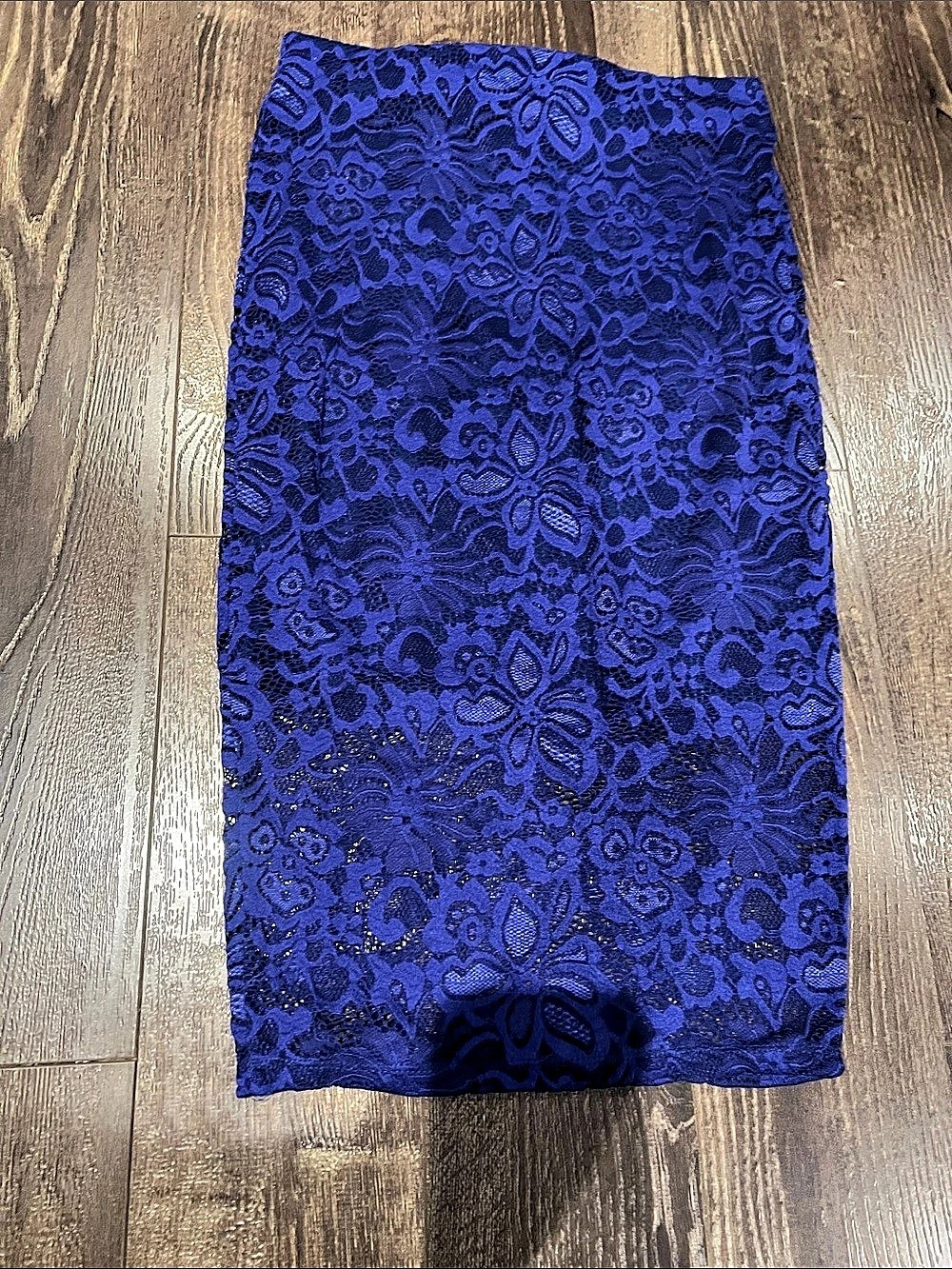 Floral Lace Midi Skirt in Blue & Black Like New